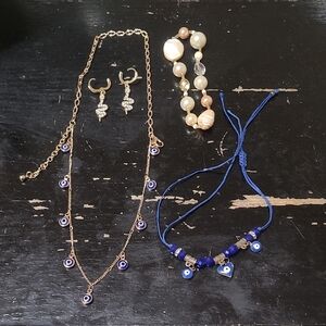 Chic Evil Eye Necklace and Bracelet Set
